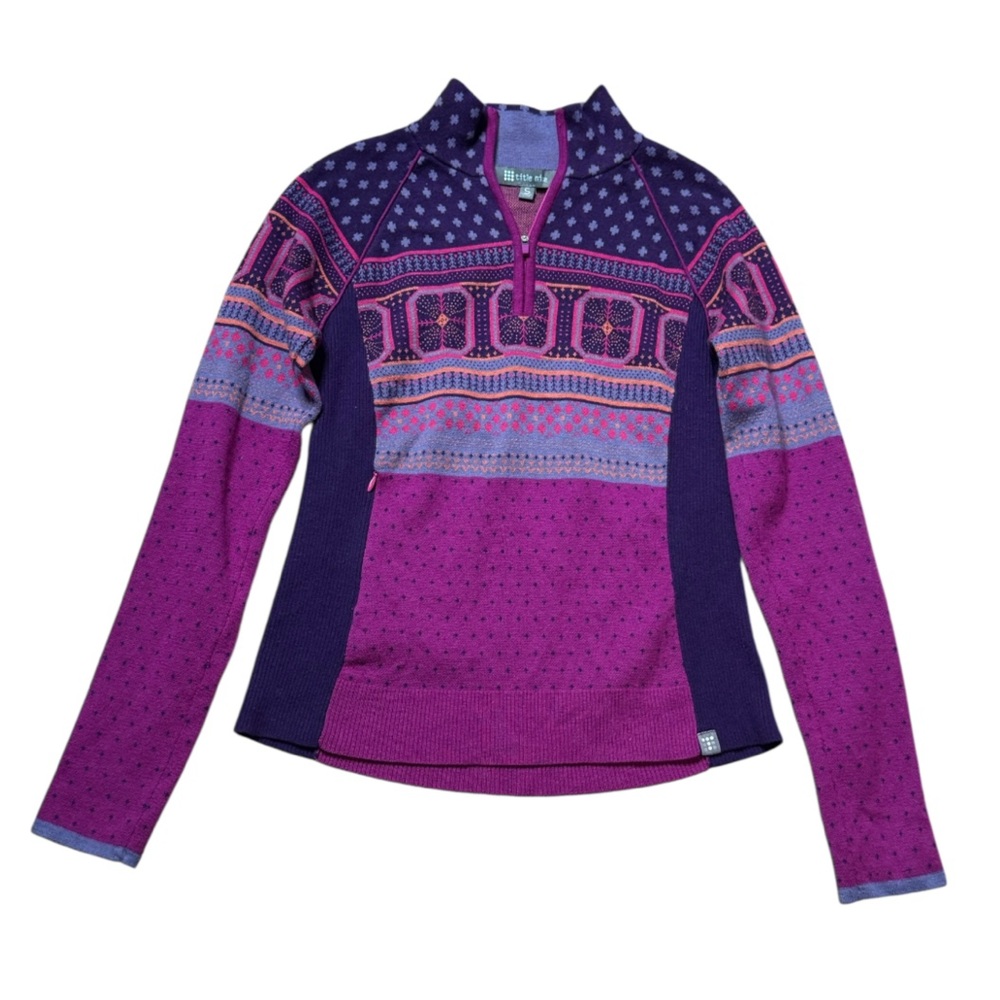 Title Nine Purple and Pink Patterned Sweater